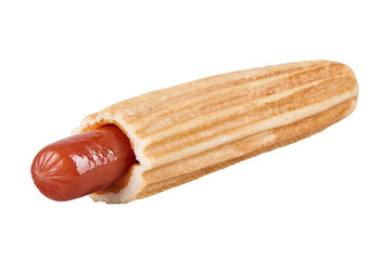 French hot dog isolated on white background. Horizontal. Ready for menu