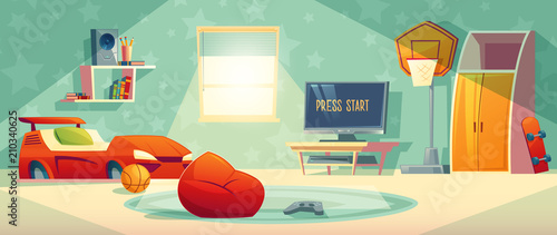 Kid Room Vector Illustration Of Video Game Console Tv