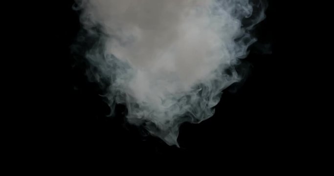 Column of smoke falling center frame against black background