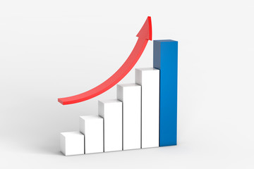 chart and arrow with white background ,business concept