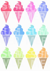Colored ice creams. Summer picture