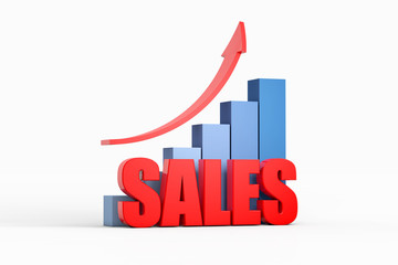 chart and arrow with sales ,business concept
