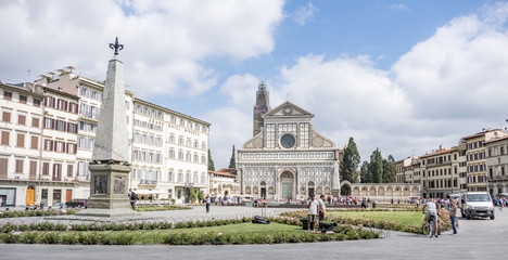 Fototapeta na wymiar Plaza de Santa Maria Novella seen from the opposite side to the church of the same name