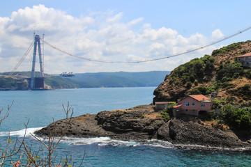 Yavuz Sultan Selim bridge construction phase in Istanbul.