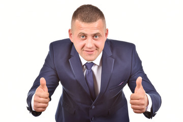 Man in suit on white background. Confident businessman. Office worker.