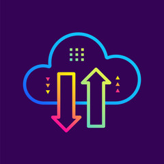 Outline gradient icons Data cloud. Cloud computing and internet technology icon. Suitable for infographics, websites, print media and interfaces