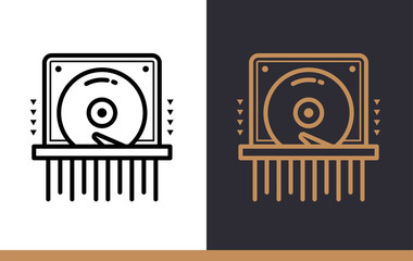 Unique linear icon of Data destruction. Cloud computing and internet technology icon. Suitable for presentation, mobile apps, website, interfaces and print