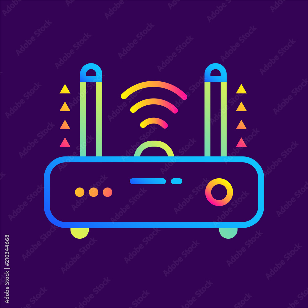 Poster outline gradient icon router device. cloud computing and internet technology icon. suitable for info