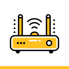 Linear icon Router device. Data computing and internet technology icon. Suitable for print, interface, web, presentation
