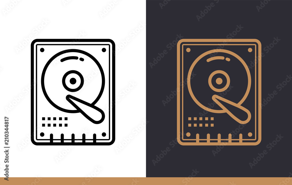 Poster unique linear icon of hard drive. cloud computing and internet technology icon. suitable for present