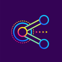 Flat gradient icon Content sharing. Cloud computing and internet technology icon. Suitable for infographics, websites, print media and interfaces