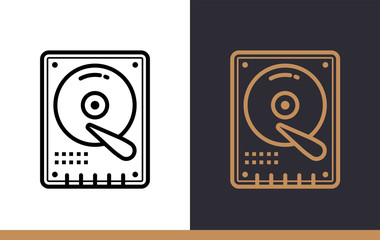 Unique linear icon of Hard drive. Cloud computing and internet technology icon. Suitable for presentation, mobile apps, website, interfaces and print