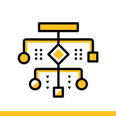 Linear icon Network workflow. Data computing and internet technology icon. Suitable for print, website and presentation