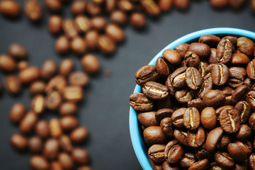 Beautiful background with scattered coffee beans