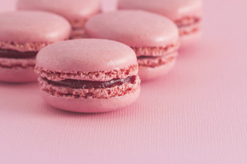 Pink French Macarons on a Pink Background