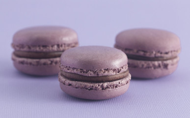Purple French Macarons on a Purple Background