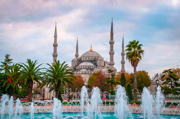 Fototapeta na wymiar The Blue Mosque, (Sultanahmet Camii) in sunset, Istanbul, Turkey.