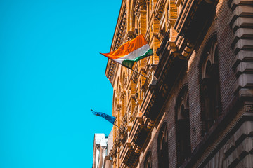 hungary and europe flags on a building