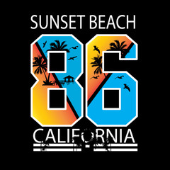 california sunset beach typography for t shirt and other use ,vector illustration art - 210346890