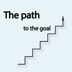 The path to the goal.Concept of business development. Vector illustration of a flat design. Isolated on white background. Step by step. Flat style. Vector illustration