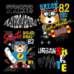 skate board vector set for t shirt and other use - 210347024