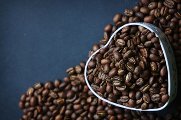 Beautiful background with scattered coffee beans