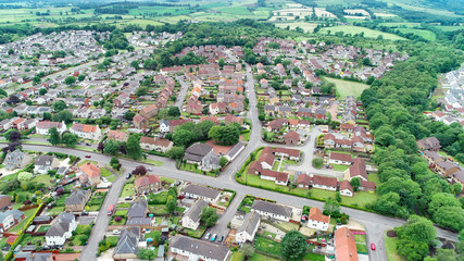 Aerial image over the village of Milton of Campsie, Scotland.