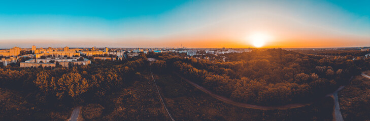 big 180 degree panorama of east berlin, germany