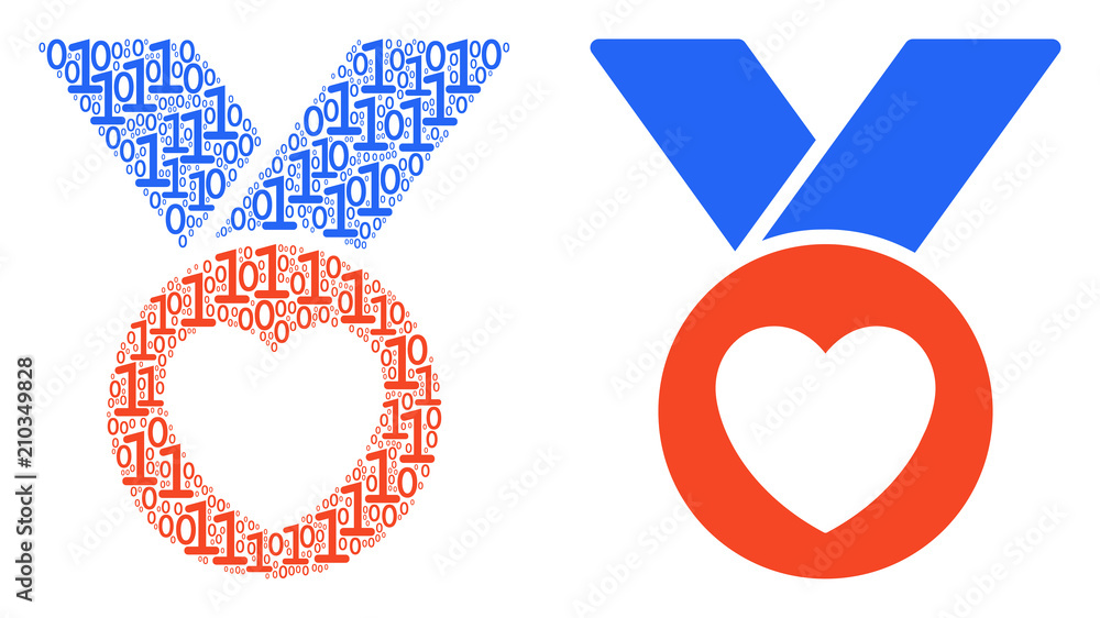 Poster care award composition icon of zero and one symbols in variable sizes. vector digital symbols are un
