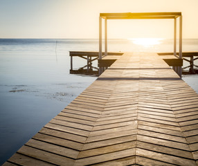 Spiritual Background Of Wooden Boardwalk