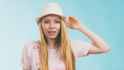 Fototapeta premium Happy woman wearing summer outfit