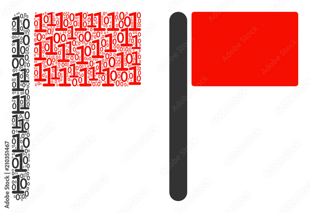 Poster flag composition icon of zero and one symbols in variable sizes. vector digital symbols are united i