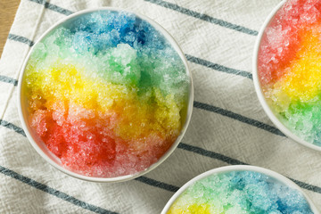 Sweet Homemade Shaved Rainbow Hawaiian Ice