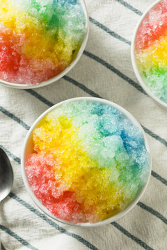 Sweet Homemade Shaved Rainbow Hawaiian Ice
