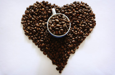 Beautiful background with scattered coffee beans