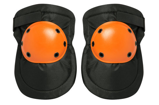 New Pair Of Knee Protectors Isolated On A White Background. Knee Pads. Construction Concept.