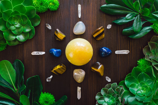 Crystal Grid with Agate and Tiger's Eye
