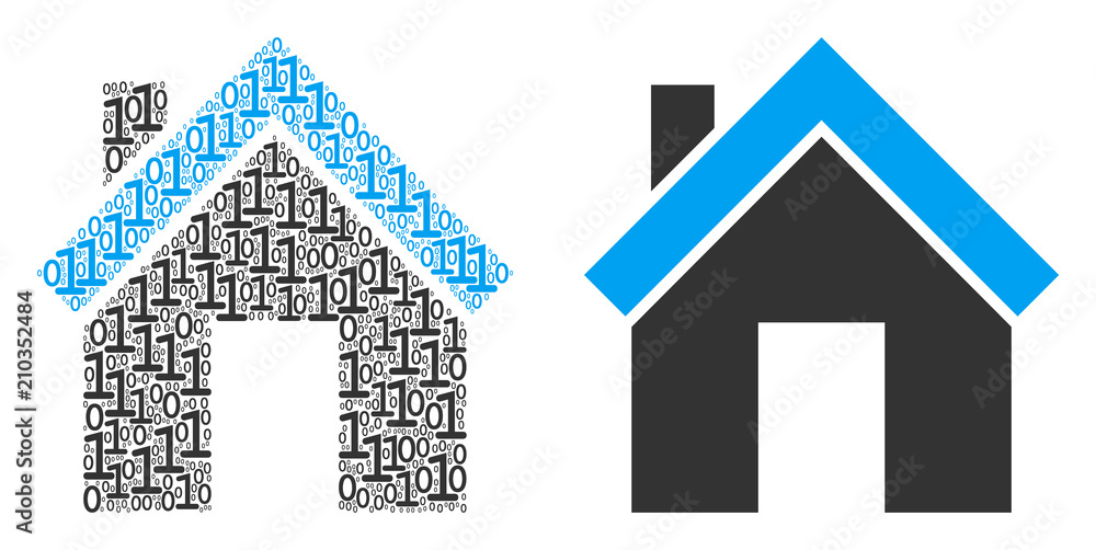 Aufkleber home composition icon of zero and one symbols in various sizes. vector digit symbols are organized i