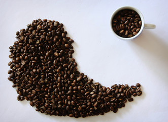 Beautiful background with scattered coffee beans