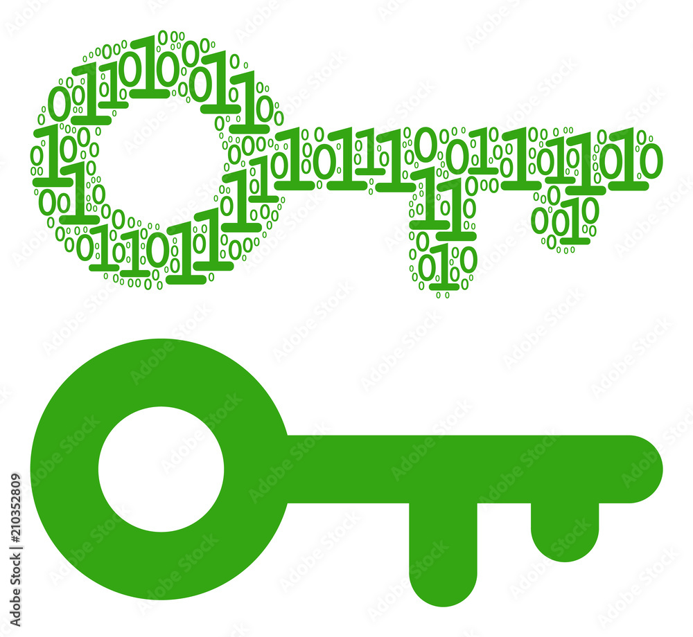 Aufkleber key collage icon of zero and one symbols in random sizes. vector digital symbols are grouped into ke