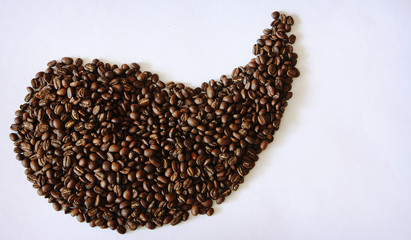 Beautiful background with scattered coffee beans