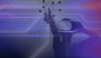 Girl using a virtual reality headset