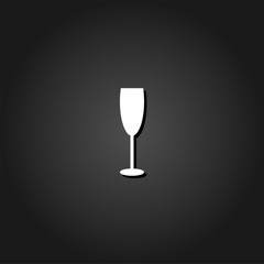 Goblet icon flat. Simple White pictogram on black background with shadow. Vector illustration symbol