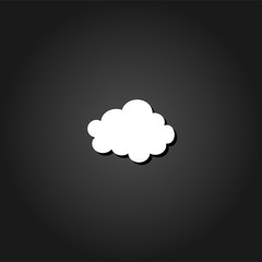 Cloud icon flat. Simple White pictogram on black background with shadow. Vector illustration symbol
