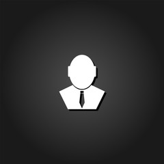 Businessman icon flat. Simple White pictogram on black background with shadow. Vector illustration symbol