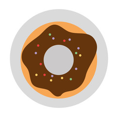 sweet donut in dish vector illustration design
