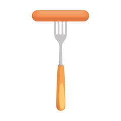 delicious sausage in fork vector illustration design