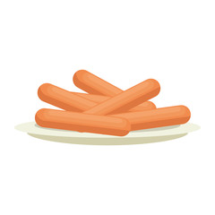 dish with delicious sausages vector illustration design