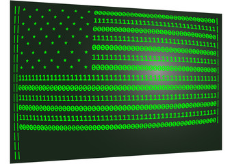 American flag in ascii style in green color - vector illustration
