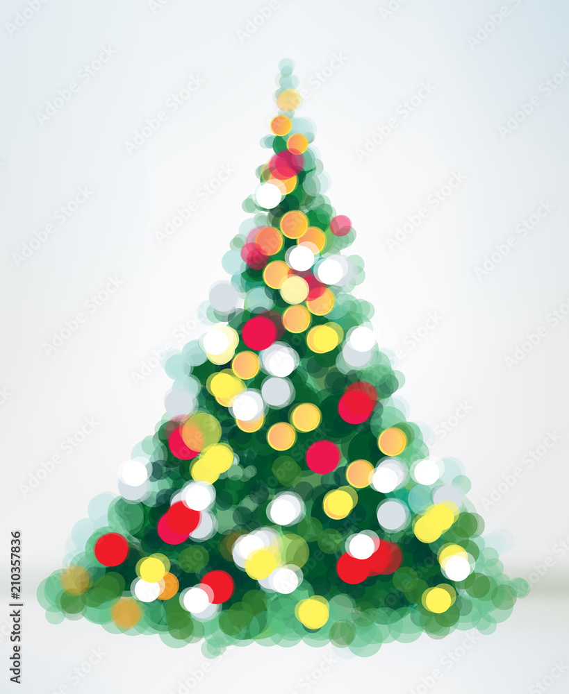 Poster vector christmas tree bokeh effect.